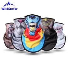 Флисовые Слюнявчики для катания на лыжах и сноуборде с животными, маска для всего лица для мужчин, теплый треугольный 3D шарф с принтом для женщин, лыжная маска FJ43