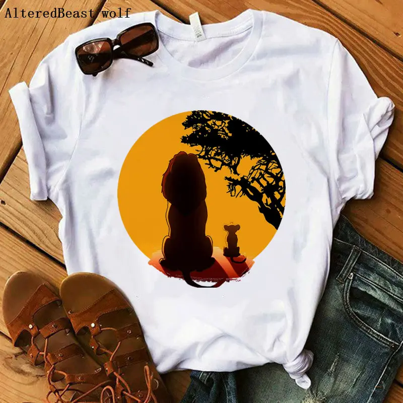 as picture Повседневные женские футболки с коротким рукавом и надписью «HAPPY BIRTHDAY SIMBA» Hakuna Matata, женские летние мягкие футболки с круглым вырезом и изображением короля льва - Цвет: as picture