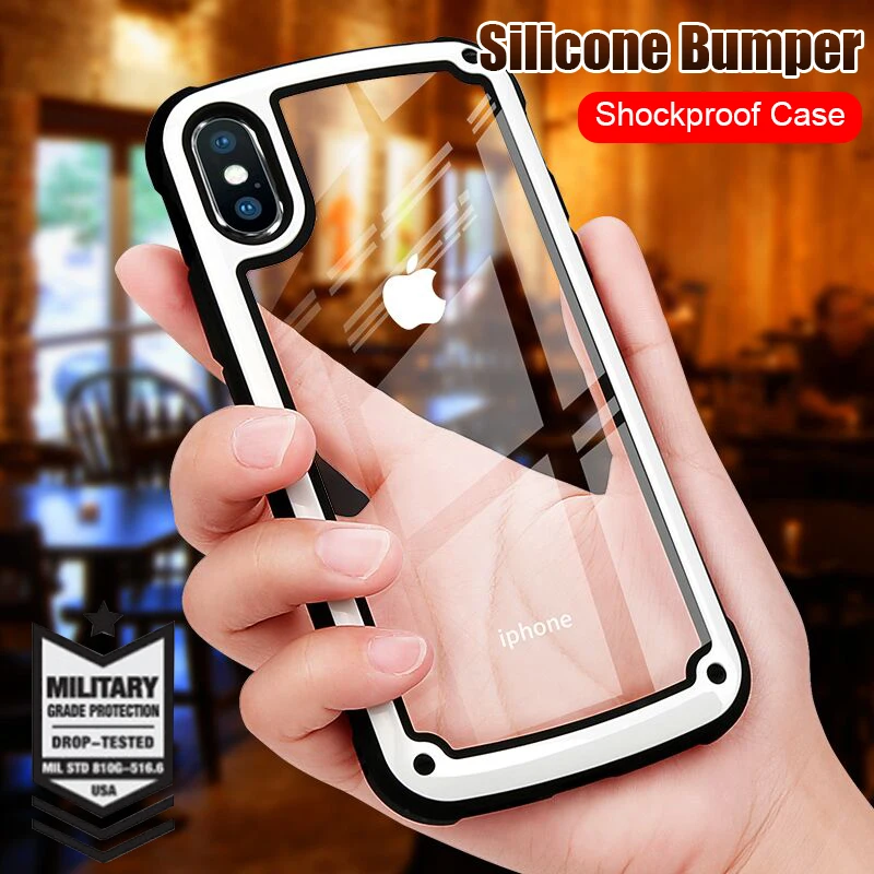 

Luxury Armor Silicone Bumper Case On The For IPhone 6 6s 7 8 Plus Shockproof Case Cover For IPhone XR XS Max X Phone Case Cover