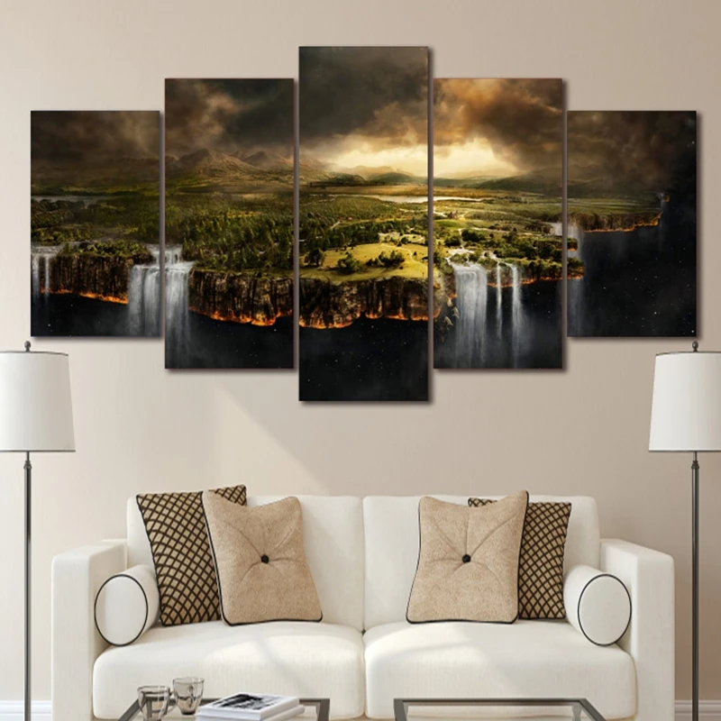 Image Wall Art Poster Frame Home Decor Canvas Pictures 5 Pieces Edge Of The Earth Landscape Painting For Living Room HD Printed PENGDA