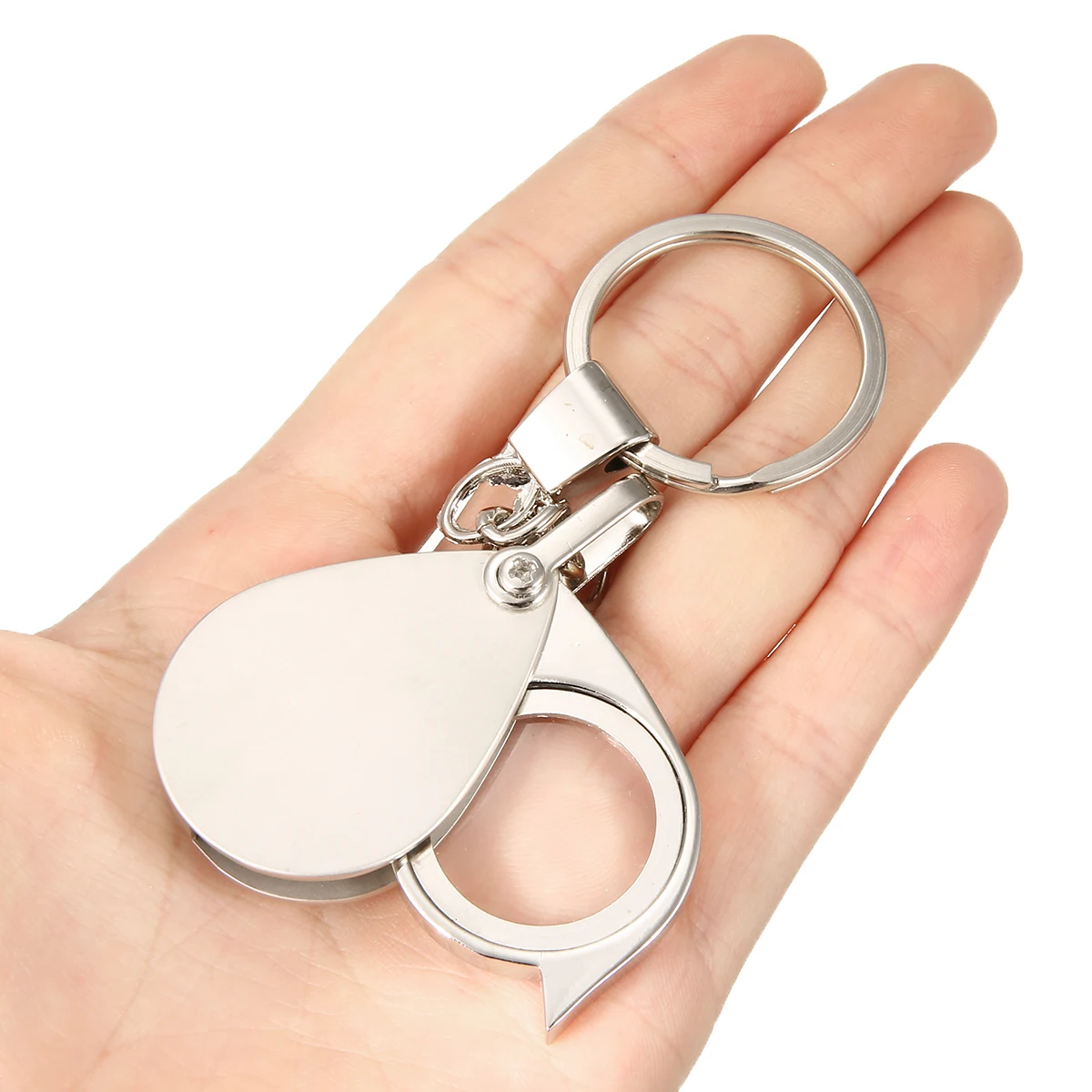 New Folding Magnifying Glass 8X Jewelry Stamp Postcard Magnifier Eyes Glass Loupe Lens Metal Frame with Keychain
