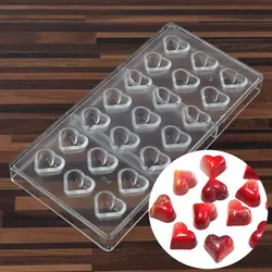 Clear Loving Heart Shaped Shape PC Food Candy Polycarbonate Chocolate Mold Mould Tray Pudding Plastic DIY Tools