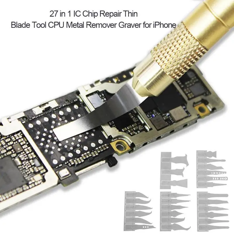 

27 in 1 IC Chip Repair Thin Blade Tool CPU Metal Remover Graver for iPhone Processors NAND Flash Mainboard Repair Tool