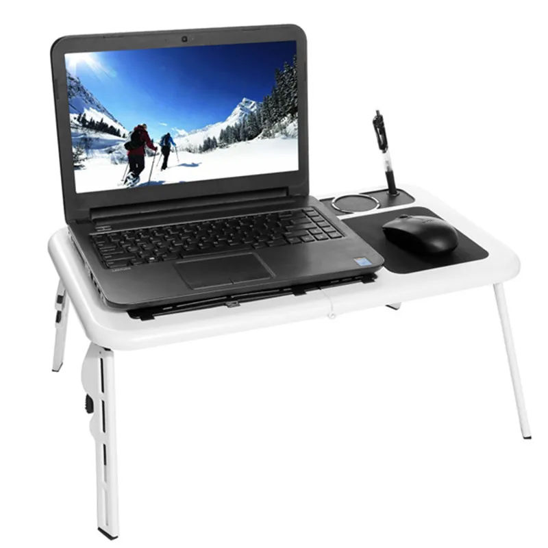 

HOMDOX Laptop Stand New Portable Folding Adjustable Bed Notebook Table Desk with 2 Cooling Fans + Mouse Pad N40*