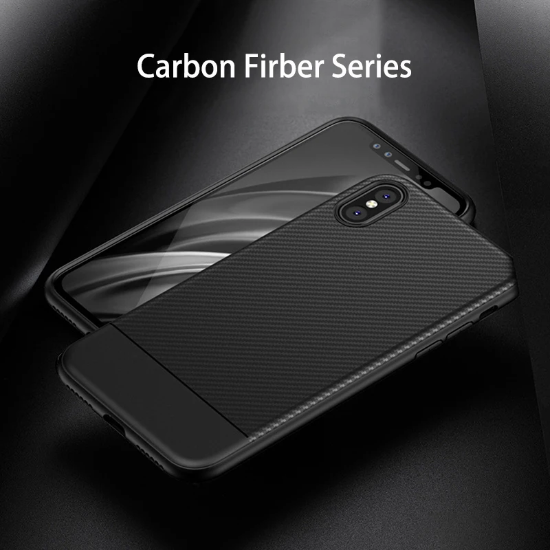 cheap Luxury Case For Iphone 7 6 6s plus Case Cover Shockproof Carbon Firber Anti Fingerprint Soft Case For iphone Xs Max XR 5 5s Se