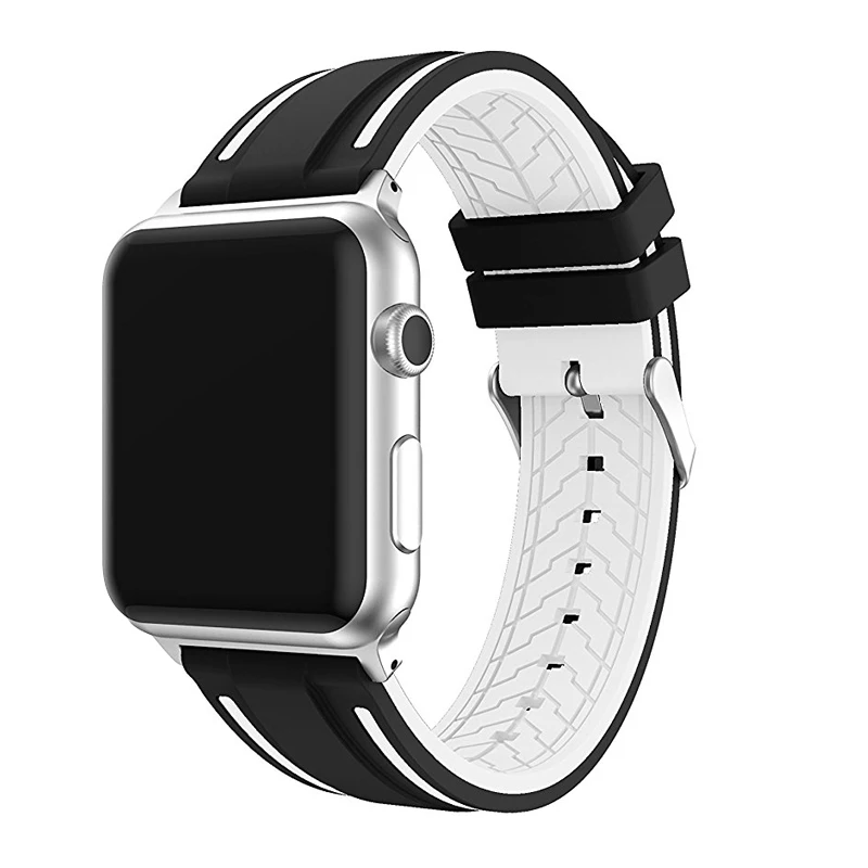 Смешанный полосатый цветной спортивный ремешок для Apple Watch 38 мм 42 мм мягкий силиконовый ремень Сменные часы полосы для iwatch серии 3/2/1