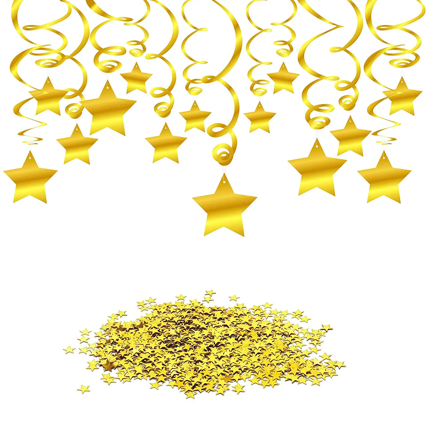 

METABLE (30 Counts) Hanging Swirl Gold Decorations Gold Star Table Confetti(15 Gram), Gold Hanging Party Supplies for Wedding