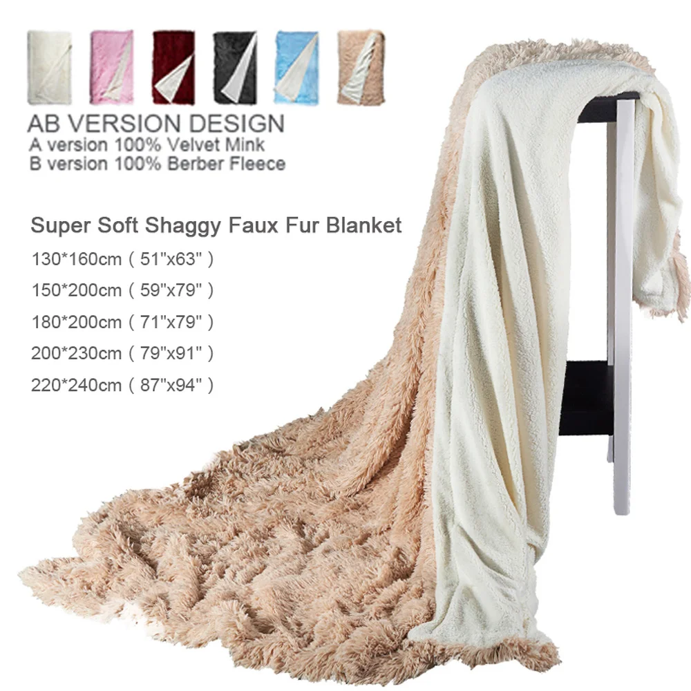 100 Microfiber Polyester Plush Warm Blanket Large Super Soft Shaggy