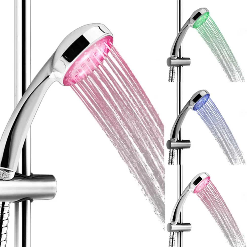 Colorful Head Home Bathroom 7 Colors Changing LED Shower Water Faucet Glow Light