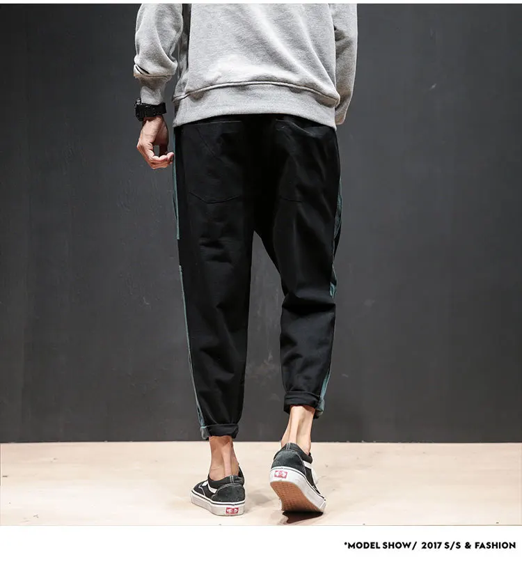 New Comfortable Cotton Pants Men Fashion Spring Side Stripe Patch Design Mens Baseball Pant Mid Waist Plus Size Men's Trousers 7