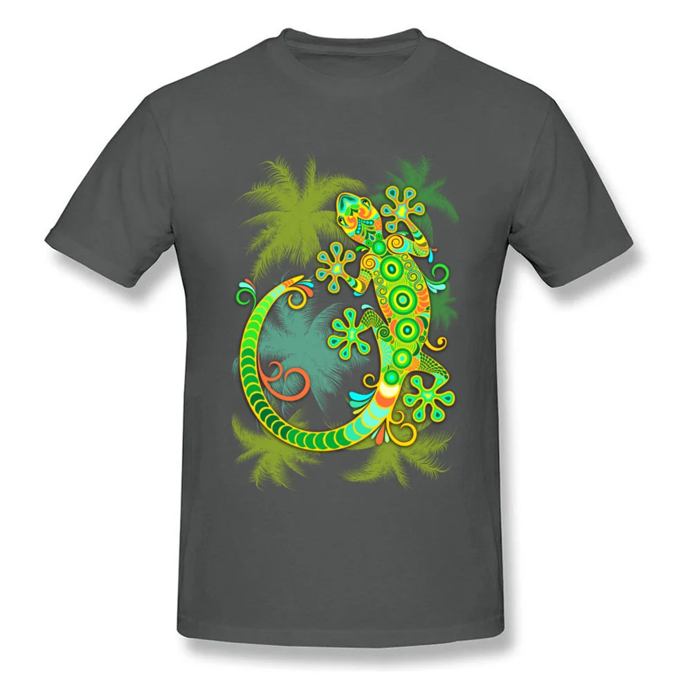 High Quality Gecko Lizard Colorful Tattoo Style Funny Top T-shirts Crewneck Pure Cotton Men Tops Shirt Tee Shirts April FOOL DAY Gecko Lizard Colorful Tattoo Style carbon