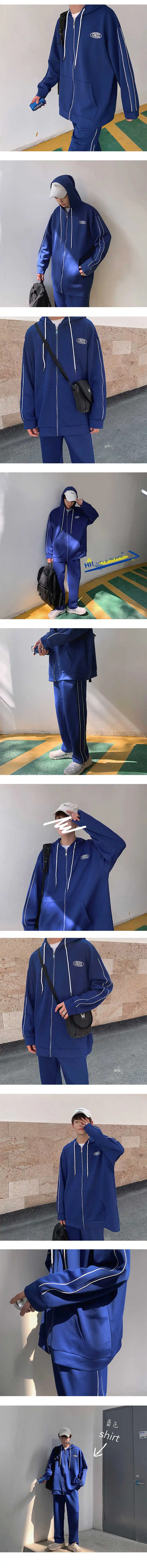 Весенняя новая Корейская версия мужской темперамент японский Свободный Полосатый с капюшоном Вышивка Повседневный Спортивный костюм