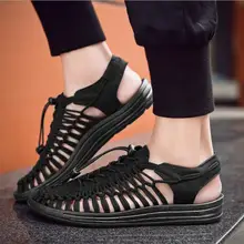 Модные сандалии ручной работы из натуральной кожи в римском стиле; роскошные мужские сандалии высокого качества из мягкой кожи