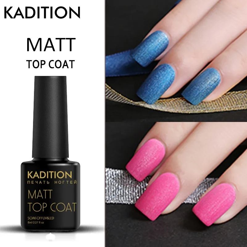 

KADITION Matt Gel Top Coat Gel for Nail Art Design Soak-Off UV LED Dull Frosted Surface Permanent Gel Varnishes Top Coat Primer