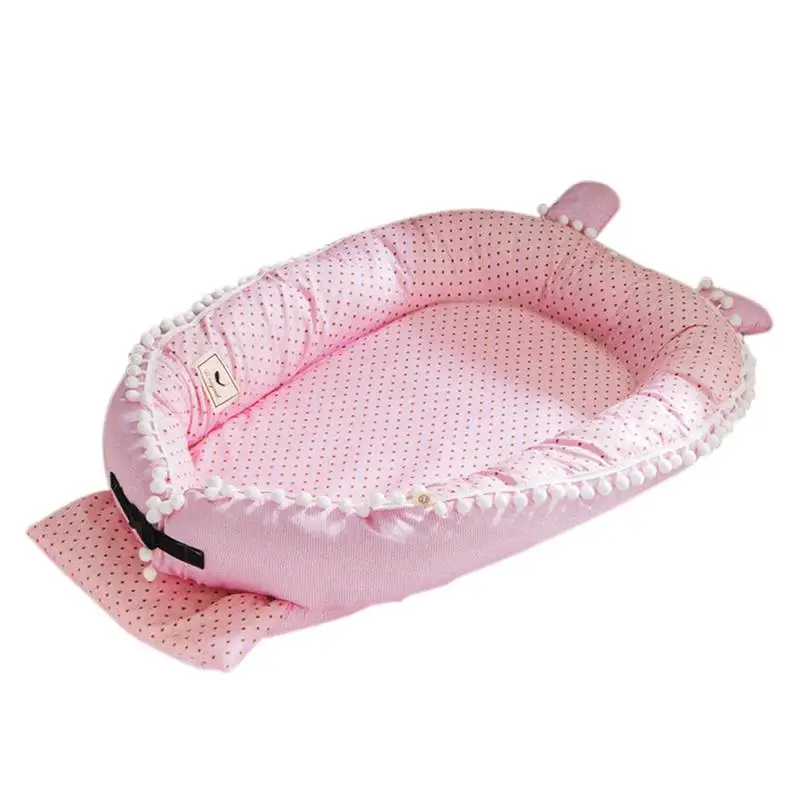 Атласное детское гнездо с мультяшным принтом бионическая кровать складные съемные моющиеся портативная детская кроватка многофункциональная детская туристическая детская кроватка - Цвет: C