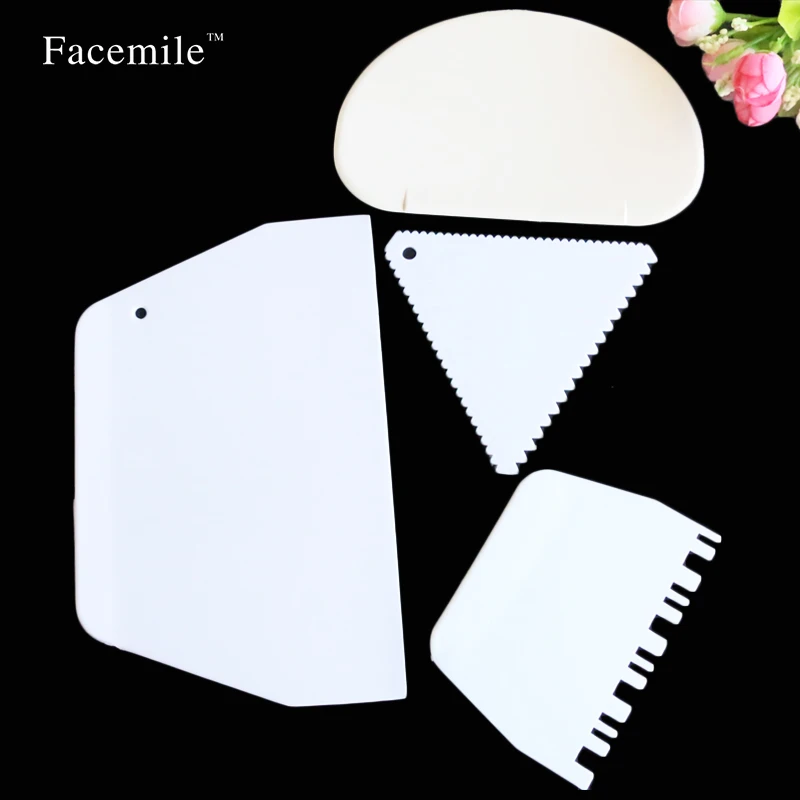  4pcs/set Smoother Comb Set Cake Edge Side Decorating Tools Scraper Fondant cake Decoraing tool 5107