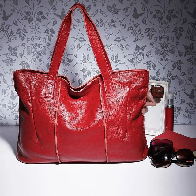 Известный бренд, женские сумки-мессенджеры, большие женские сумки через плечо, натуральная кожа, большие женские кожаные сумки - Цвет: red