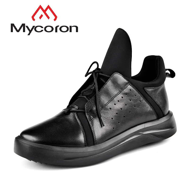 

Mycoron New Arrivals Personality Men's High-top Casual Shoes 100%Genuine Leather Platform Bottom Casual Shoes salomones men