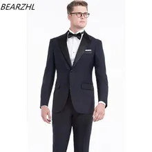 Нарядные Костюмы для свадьбы темно-синие приталенные смокинги одежда жениха костюм на заказ