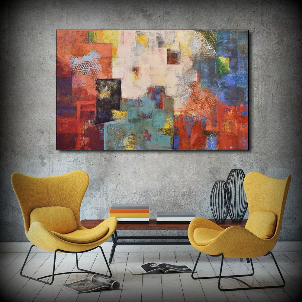 

QKART Abstract Posters and Prints Wall Art Blood Sweat Canvas Painting Wall Pictures For Living Room Color Decoration No Frame
