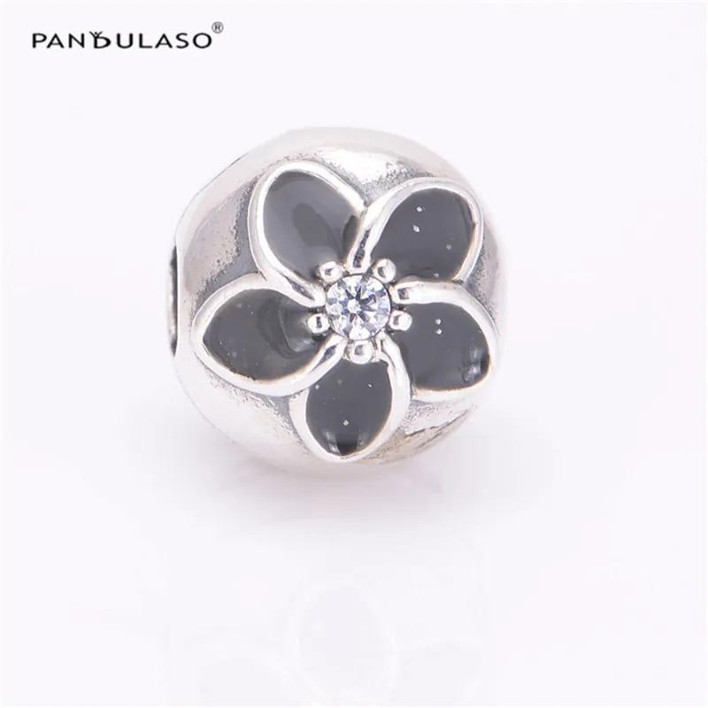 

Pandulaso Black Enamel Flower Clip Round Crystal Beads for Jewelry Making Fit Original Charms Bracelets & Bangles DIY Jewelry