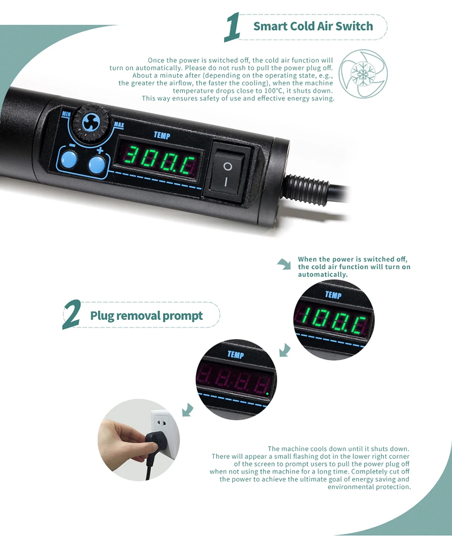 de calor pistola ar quente desoldering estação solda ic smd bga bico 8858