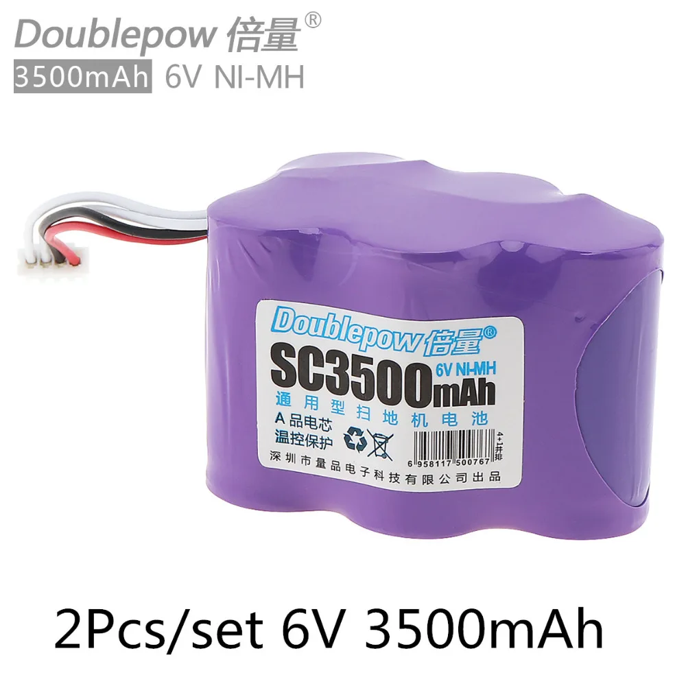 2pc Doublepow 6V 3500mAh Rechargeable Ni MH Battery For CEN530 CEN630 TBD71 Ecovacs 620 630 650