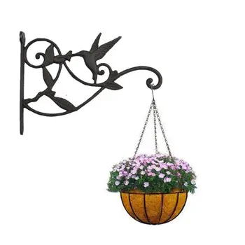

Plant Bracket Hook Iron Garden Wall Light Hanging Flower Plant Pot Bracket Hook Shelf Stand Holder For Flower Basket Bird Feeder