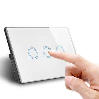 

Wireless Remote Switch, AC110-240V, Touch Control 3 Gang Light Switch with RF Remote, 433Mhz