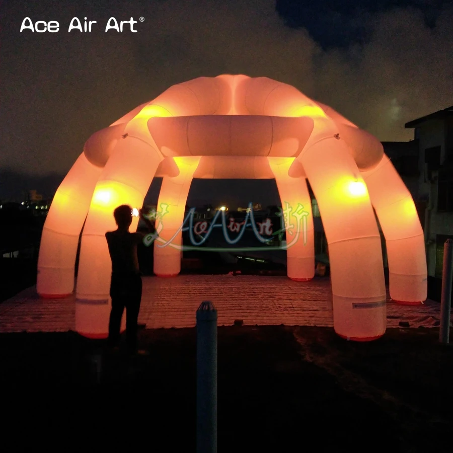 7 м Диаметр надувной светодиодный паук палатка, освещение сбора место шатер для вечерние и гаражные дисплей