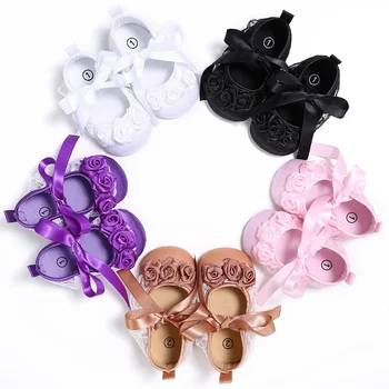 

2018 New And Lovely First Walkers Bowknot Baby Girl Lace Shoes Toddler Anti-Slip Shoe Simple Baby Girls Shoes S2