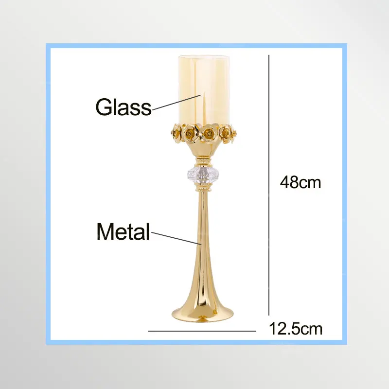 Современный золотой хрустальный светильник-подсвечник, романтический светильник-свеча, домашний подсвечник для свадебного украшения - Цвет: 12.5x48cm