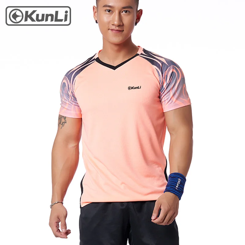 Kunli короткая теннисная рубашка мужская спортивная одежда для бадминтона одежда для бега футболка баскетбольная волейбольная рубашка