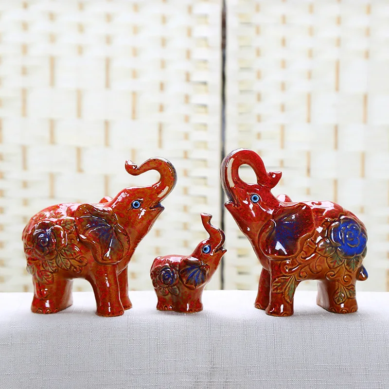 Европейский стиль керамические животные Lucky family слон украшения мультфильм украшения сувениры подарки на день рождения Домашний декор