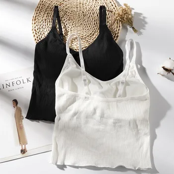 

Summer Padded Camisoles Sexy Women Sleeveless Tank Tops Slim Crop Tops Adjustable