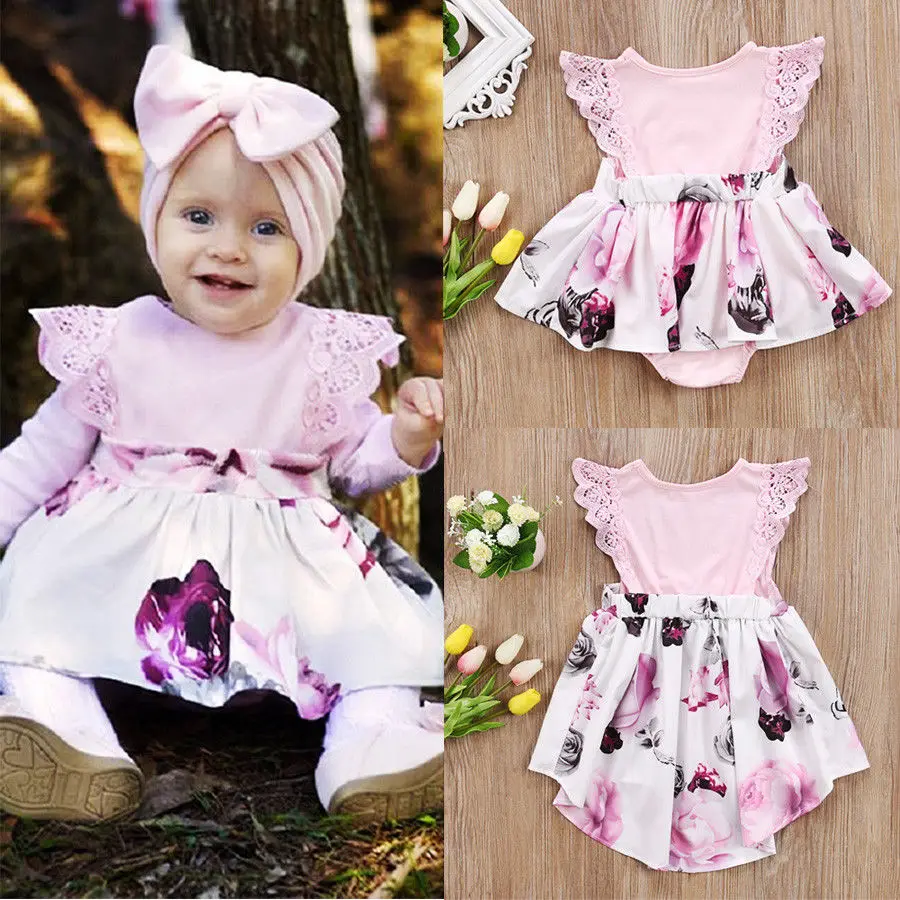 Girls Sisters Matching Floral Dress Toddler Kids Girl Newborn Baby
