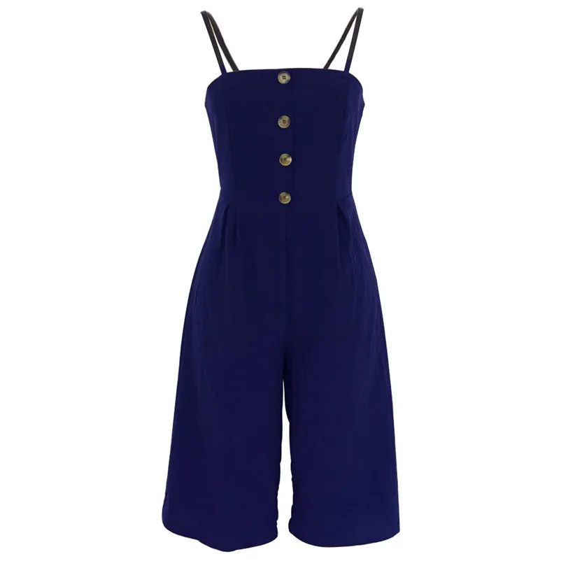Fashion summer jumpsuit woman 2018 Strappy Soild Button Long Trouser Playsuits Jumpsuit Rompers pantaloni siamesi Y12#N (10)