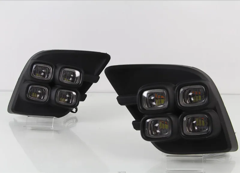 For Toyota Hilux Revo Vigo 2015 2016 Yellow Turning Signal Function Waterproof Car 12V LED DRL Daytime Running Light Daylight For Toyota Hilux Revo Vigo 2015 2016 Yellow Turning Signal Function Waterproof Car 12V LED DRL Daytime Running Light Daylight