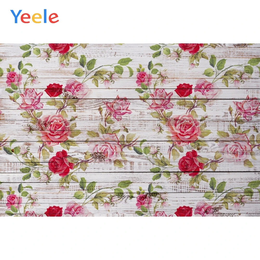 

Yeele White Wooden Board Backdrops Flowers Pattern Photography Background Custom Photographic Backdrop For Photo Studio