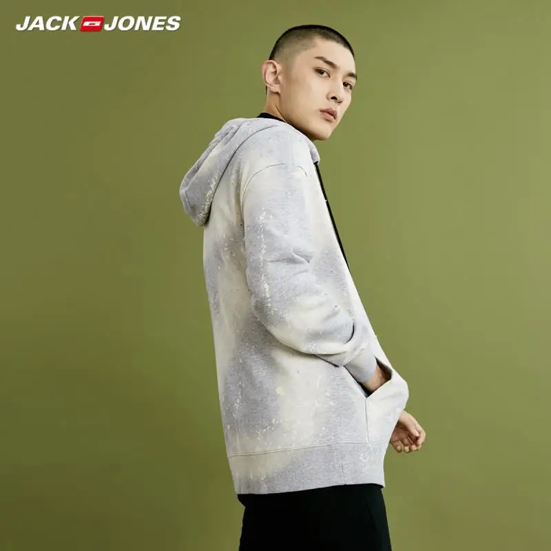 JackJones осенние мужские хлопковые рваные с капюшоном длинными рукавами пуловер Топ