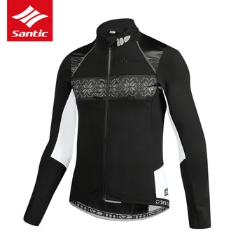 

Santic Men Cycling Jacket Autumn Winter Fleece Thermal MTB Road Bike Jacket Long Sleeve Bicycle Jacket Maillot Ciclismo