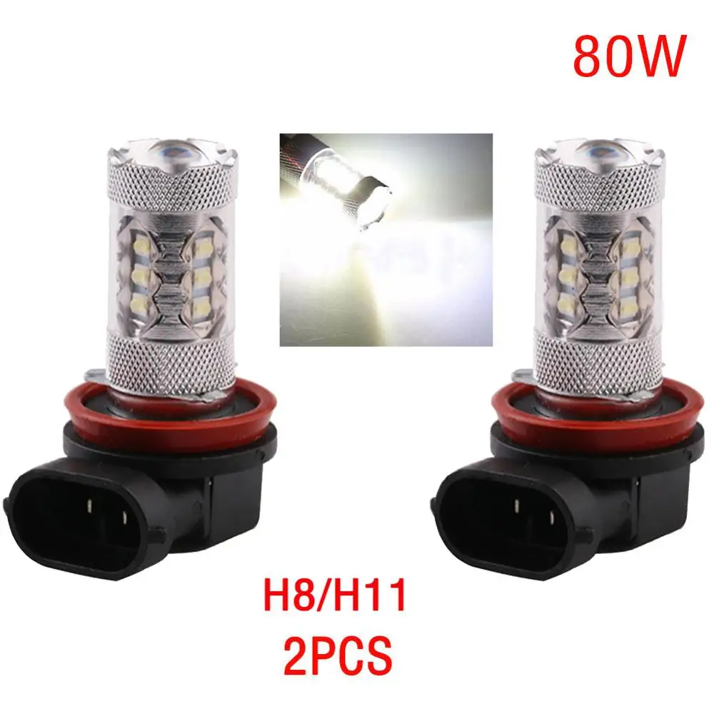 2 шт. Автомобильные светодиодные лампы H8 H11 9005 9006 6000 2828SMD 80 Вт|Передние LED-фары для