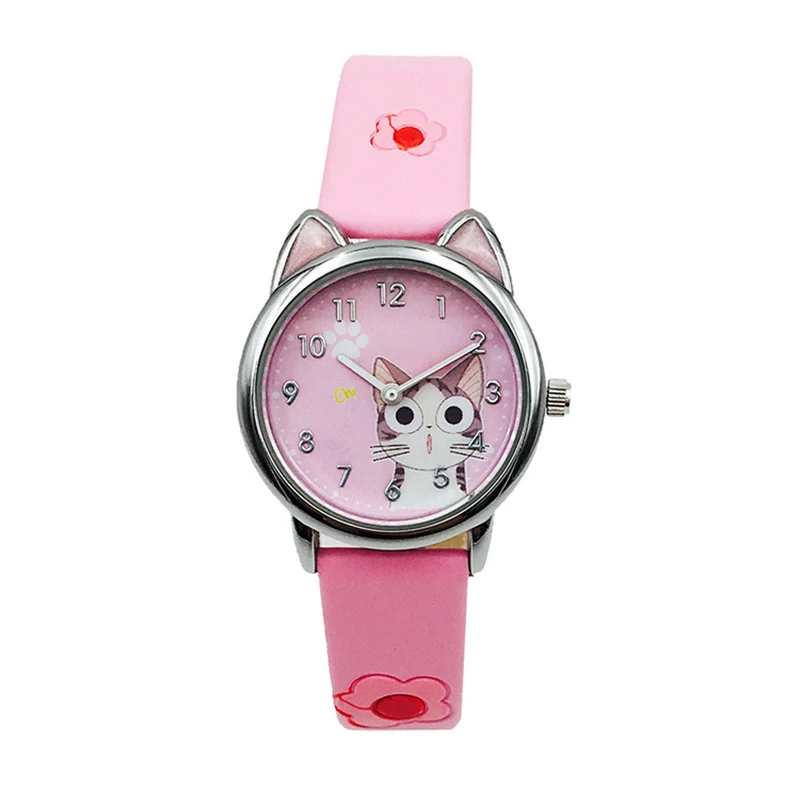 JOYROX детские часы с милым рисунком сыра кота, кварцевые аналоговые детские наручные часы для мальчиков и девочек, студенческие часы, подарок, Relogio Feminino - Цвет: Pink
