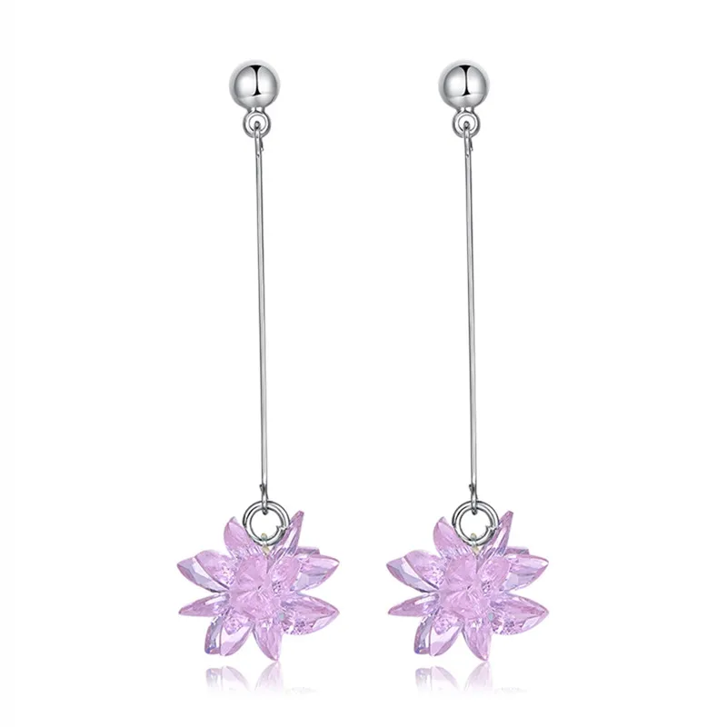 Женские серьги подвески Pinksee элегантные с цветком и снежинками ювелирные изделия