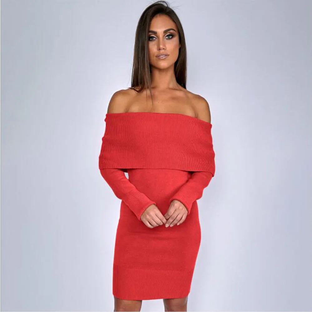 

2017 Spring Summer Womens Dress Off Shoulder Slash Neck Slim Dress Women Sexy Fashion Casual Bodycon Party Mini Dress Vestidos