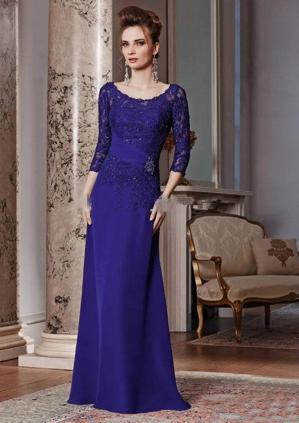 royal blue mother of the bride dress 2015 fashionable lace long sleeve