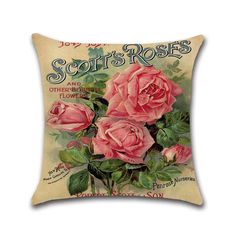 YWZN Ретро цветок декоративный чехол для подушки s Роза узор хлопок лен пледы наволочка розовая Подушка Чехол kussensloop almohada