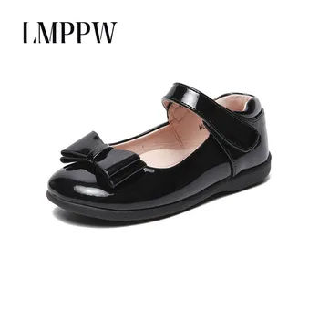

2019 New Students White Black School Shoes Girls Princess Shoes Non-slip Leather Flat Shoes Kids Bowknot Party Wedding Shoes 2A