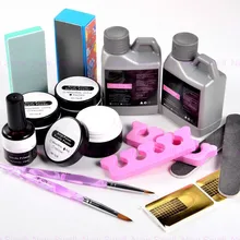 Bestselling Nail Set Crystal Acrylic Powder Liquid Kit Buffing Brush Pen Full Set with Nail Tips