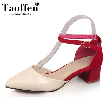 

TAOFFEN Women High Heel Sandals Women Pointed Toe Shoes Womens Lady Suede Leather High Quality Fashion Shoes Size 34-43 PA00530